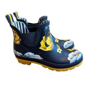 Joules Wellibob Low Ankle Rainboots Rain Boots Floral Wellies Pull-On Size 7